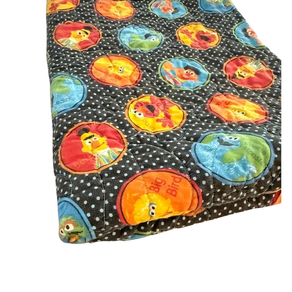 Vtg Style Sesame Street Elmo Quilt Reversible Jungle Animal Patchwork Blanket - Picture 2 of 8